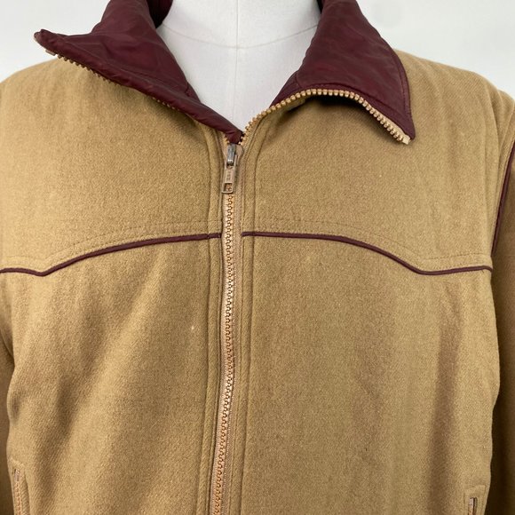 Vintage Anderson-Little Tan w/ Red Trim Coat Large Wool Blend - Picture 5 of 15